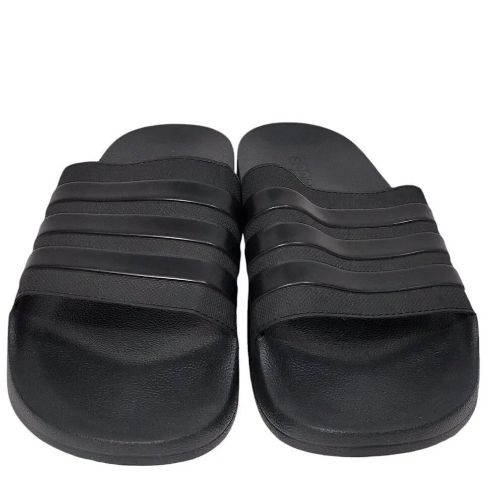 Adidas Adilette Slides Mens Size 18 Black 3 Stripe Shoes Sandals Beach Water NEW
